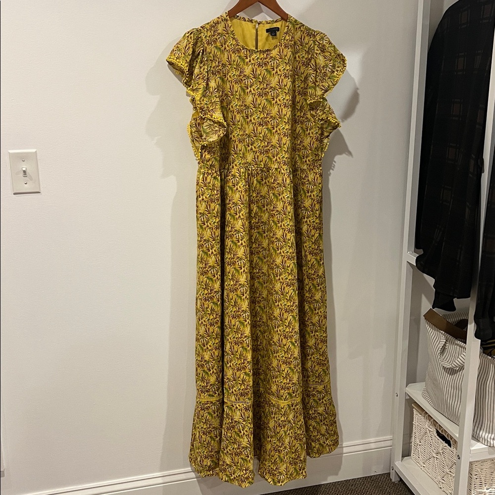 Ann Taylor Palm Tree Ruffle Sleeve Flare Dress SIZE large - Picture 4 of 9